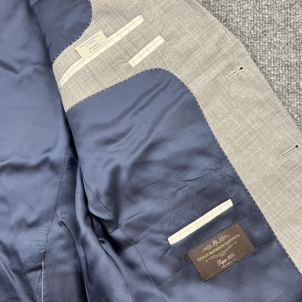 Jack Victor Elite Gray 100%‎ Wool Blazer Vitale Barberis Canonico Super 120s 44R